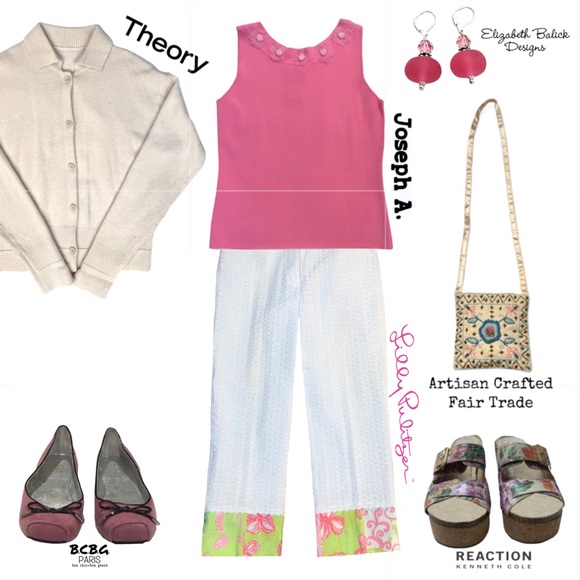 Lilly Pulitzer White Cropped Pants w/ Mixed Lily Print Hemline, Sz 4/Small, EUC - Picture 12 of 13